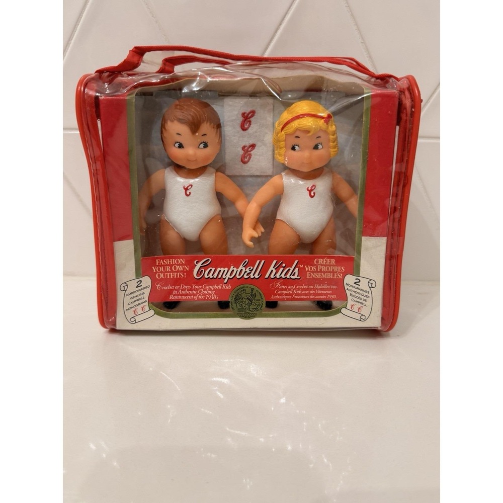 Vintage Campbell Kids Twin Dolls‎ Set 3093 Fibre Craft 1995 Original Case EUC